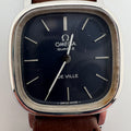 Omega De Ville 591.0014 Cal.1353 Vintage Quartz Navy Linen Dial Square Case