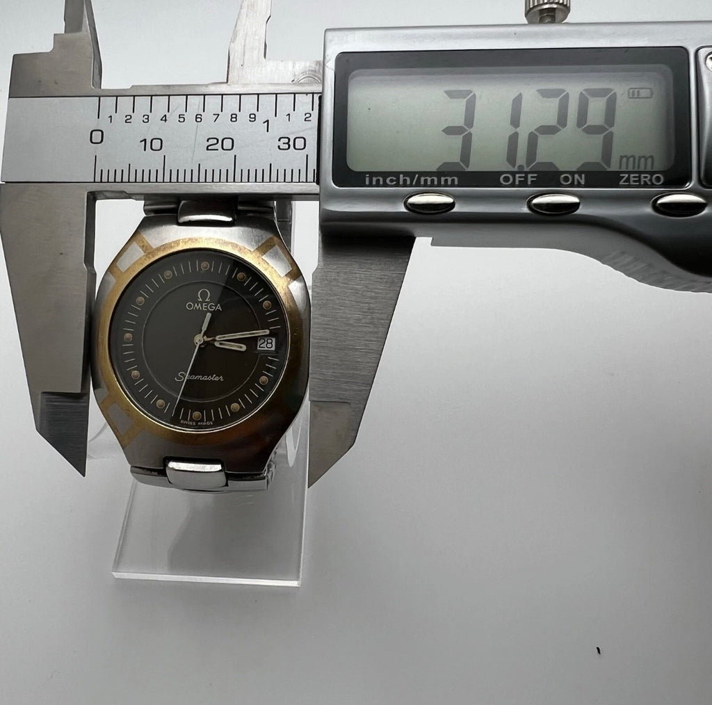 Omega Seamaster Polaris Steel Gold Case Gray Dial Quartz Date Watch